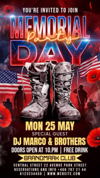 Brown Neon Memorial Day Party Instagram Story Video template