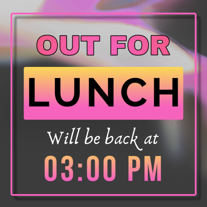 Brown Neon Out For Lunch Neon Light Posts Instagram Post template
