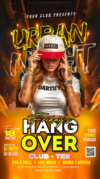 Brown Neon Urban Night Party Instagram Story Video Instagram-verhaal template