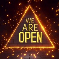 Brown Neon We-are-open-opening-business-ad- Instagram Post template