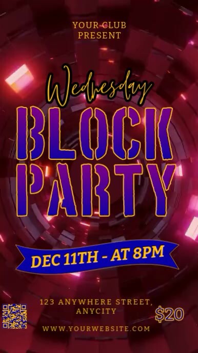 Brown Neon Wednesday Block Party Reel Instagram Template | PosterMyWall