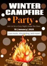 Brown Neon Winter Campfire Party A1 template