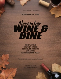 Brown November Wine & Dine Flyer (us Letter) template