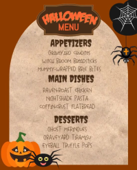 Brown Orange Halloween Menu Board Instagram Portrait template
