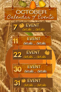 Brown/Orange List-Based October Calendar Poster Iphosta template
