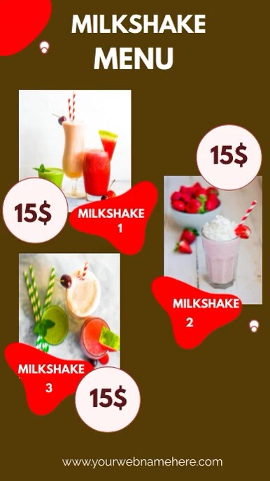 Milkshake Menu Screen Brown Organic Milkshake Menu Tiktok Video Template | PosterMyWall