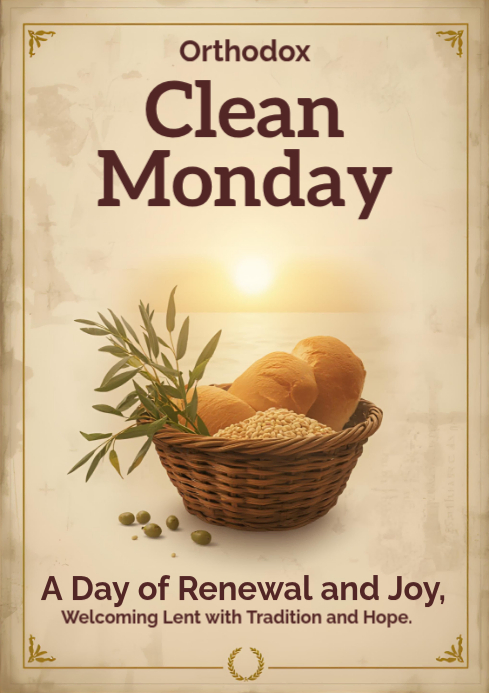Brown Orthodox Clean Monday A4 Template | PosterMyWall