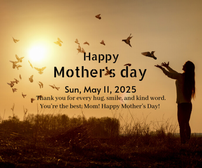 Brown Pastel 12 May Happy Mother's Day Large Rectangle Groot Reghoek template