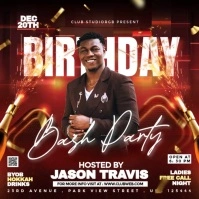 Brown Pastel Birthday Bash Party Square (1:1) template