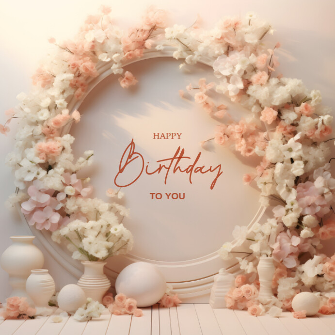 Brown Pastel Birthday  Instagram Post template