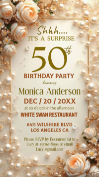 Brown Pastel Birthday Invitation Flyer  Digital Display (9:16) template