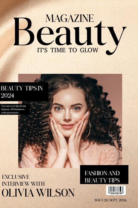 Cosmetics Blog Cover Brown Pastel Fashion/ Beauty Magazine Cover Template | PosterMyWall