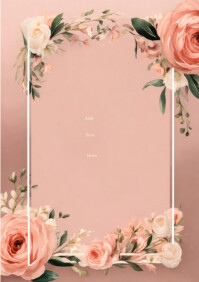 Brown Pastel Floral Background Template  A4