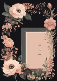 Brown Pastel Floral Greeting Card  A4 template