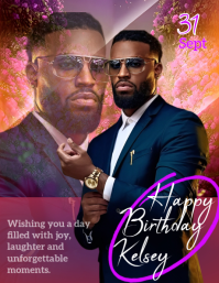 Brown Pastel Happy Birthday Kelsey  Flyer (us Letter) template