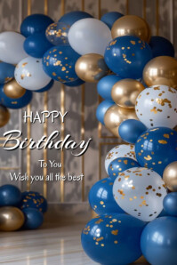 Brown Pastel Happy Birthday To You  Poster template