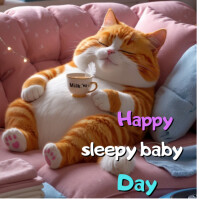 Brown Pastel Happy Sleepy Baby Day  Instagram Post template