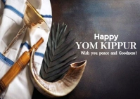 Brown Pastel Happy Yom Kippur  Postcard Postkarte template