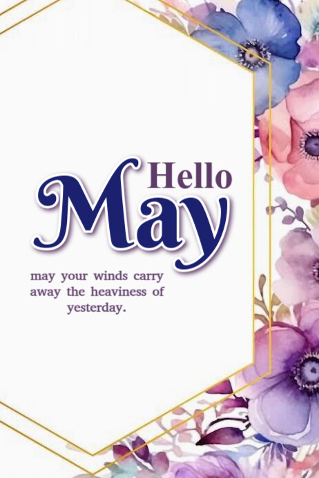 Brown Pastel Hello May Banner 4' × 6' Template | PosterMyWall