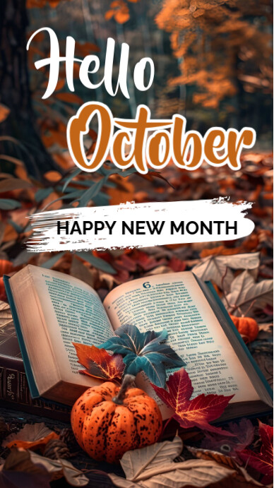 Brown Pastel Hello October  Digital Display ( template