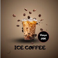 Brown Pastel Ice Coffee Instagram Post template