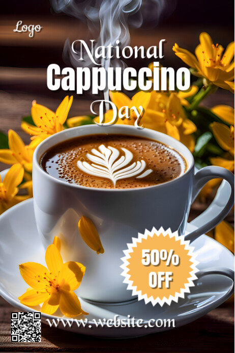Brown Pastel National Cappuccino Day Poster template