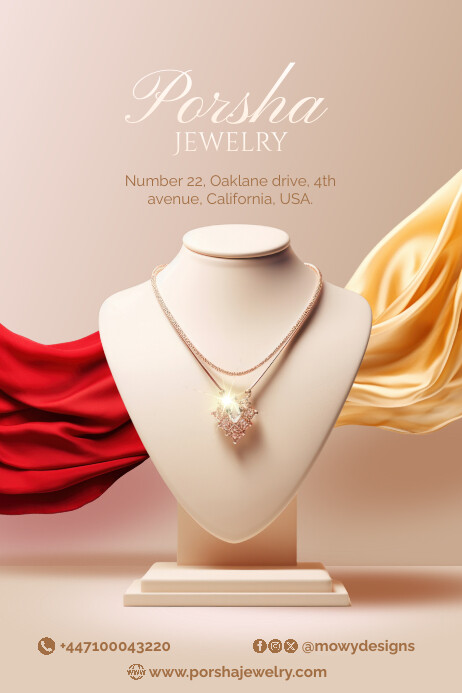 Brown Pastel Porsha Jewelry Poster Cartaz template