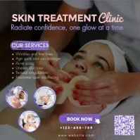 Editable Skin Treatment Square for Facial Services & Med Spa Marketing (Pastel Design) Carré (1:1) template