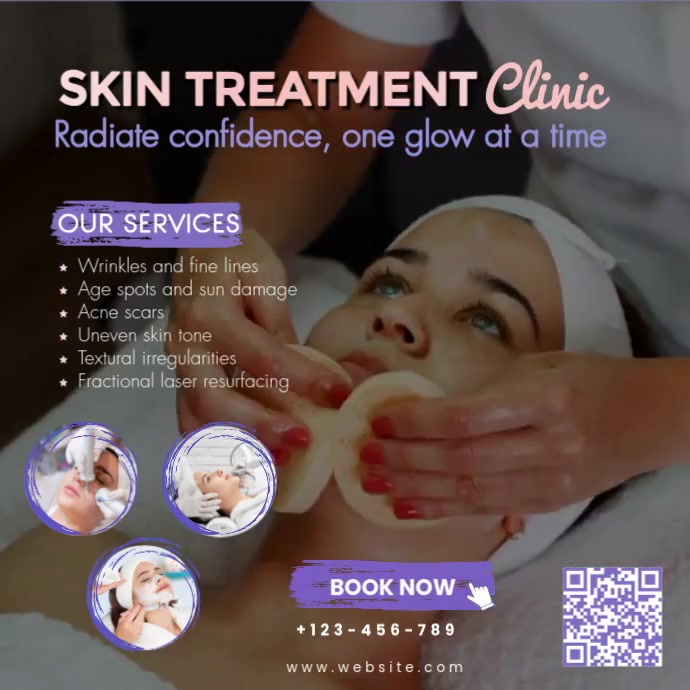 Editable Skin Treatment Square for Facial Services & Med Spa Marketing (Pastel Design) template