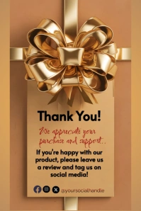 Brown Pastel Thank You Hang Tag Poster โปสเตอร์ template