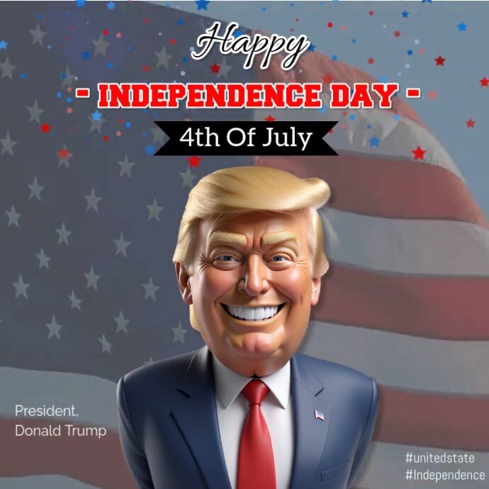 Brown Profesional 3d Cartoon Donald Trump Greeting 4th Of July Pos Instagram template