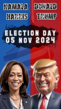 Brown Profesional Kamala Harris And Donald Trump Reel Instagram template
