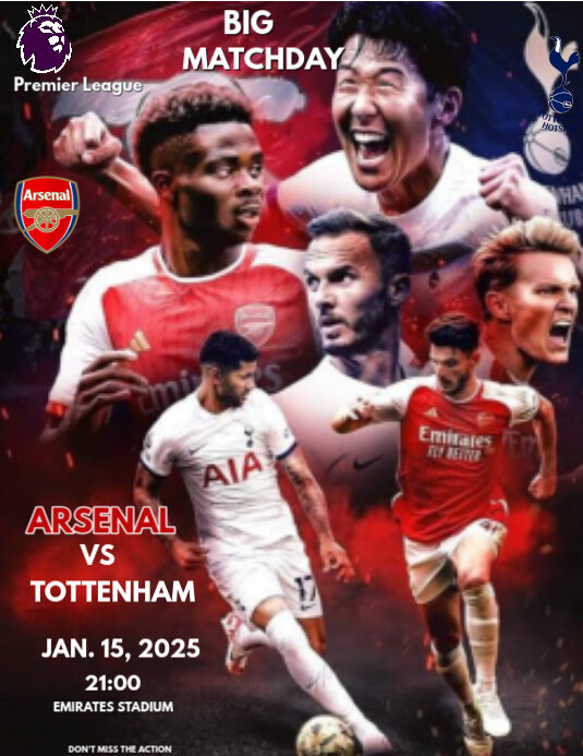 Copy of Brown Professional Arsenal Vs Tottenham Hotspur Matchday Flyer ...