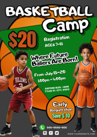 Brown Professional Basketball Camp A4 template