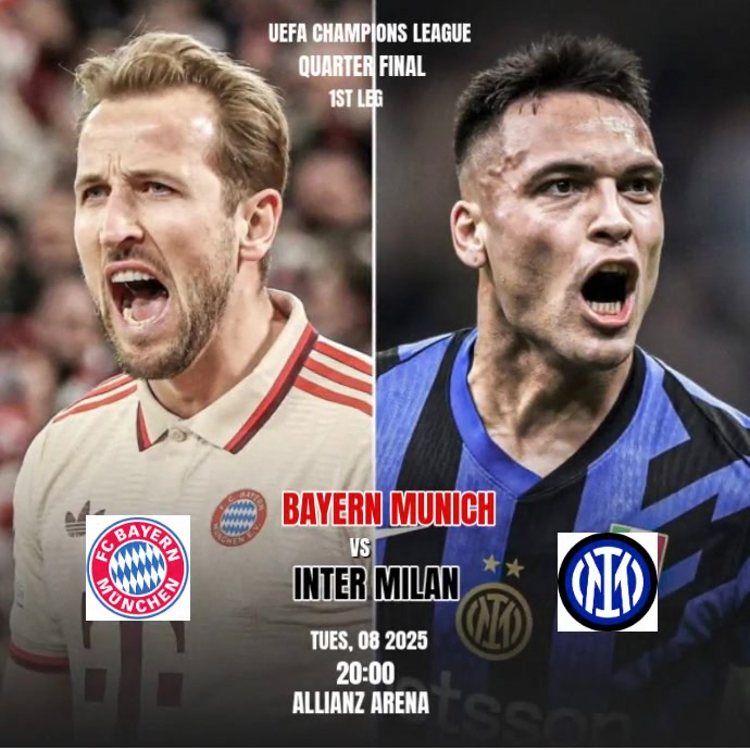 Brown Professional Bayern Munich Vs Inter Milan Uefa  Champions League Matchday  Instagram Post template