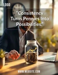 Brown Professional Business Motivation Flyer Video.Consistency Turns Pennies Into Possibilities Savi 传单(美国信函) template