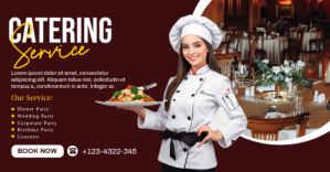 Коричневый Catering Service Promotion Facebook Shared Image Template
