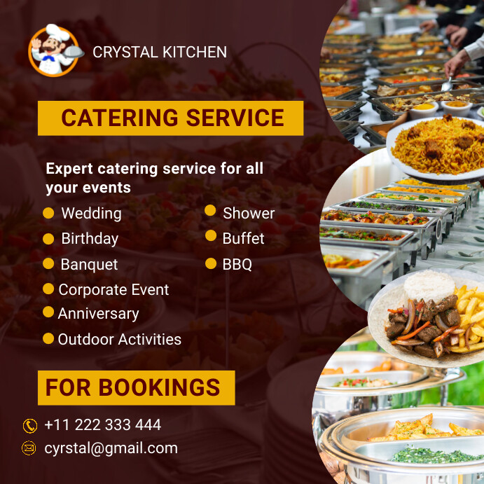 Brown Professional Catering Service Poster I Template | PosterMyWall