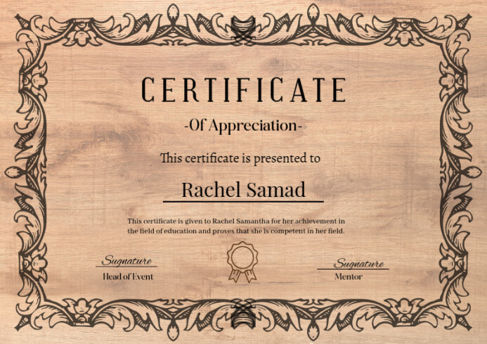 Brown Professional Certificate Of Appreciation A4 Template | PosterMyWall