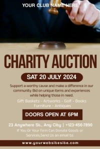 Brown Professional Charity auction  flyer Poster template
