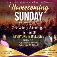 棕色 Church Homecoming Event Publicação no Instagram Template