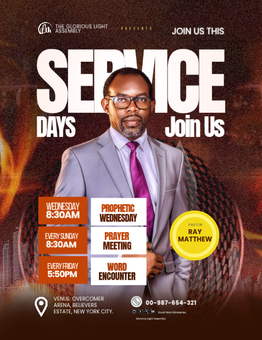 Brown Professional Church Service Promotion Flyer Template | PosterMyWall