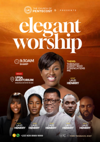 Brown Church Worship Event A4 Template