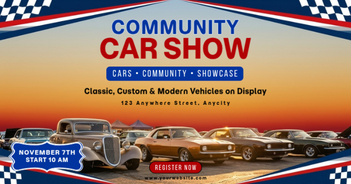 Brown Professional Community Car Show Facebook Shared Image Template ...