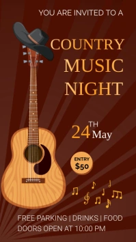 Brown Professional Country Music Night Digita Digital Display (9:16) template