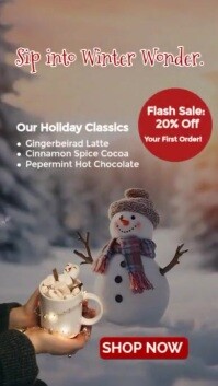 Brown Professional Cozy Winter Drinks Holiday Sale Template Instagram Reel