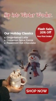 Brown Professional Cozy Winter Drinks Holiday Sale Template Instagram Reel