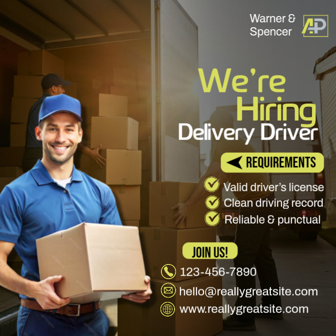 Brown Professional Delivery Driver Hiring Instagram Post Template ...