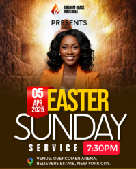 Brown Easter Sunday Service Instagram Portrait Template