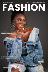 Brown Professional Fashion Magazine Cover  Poster template